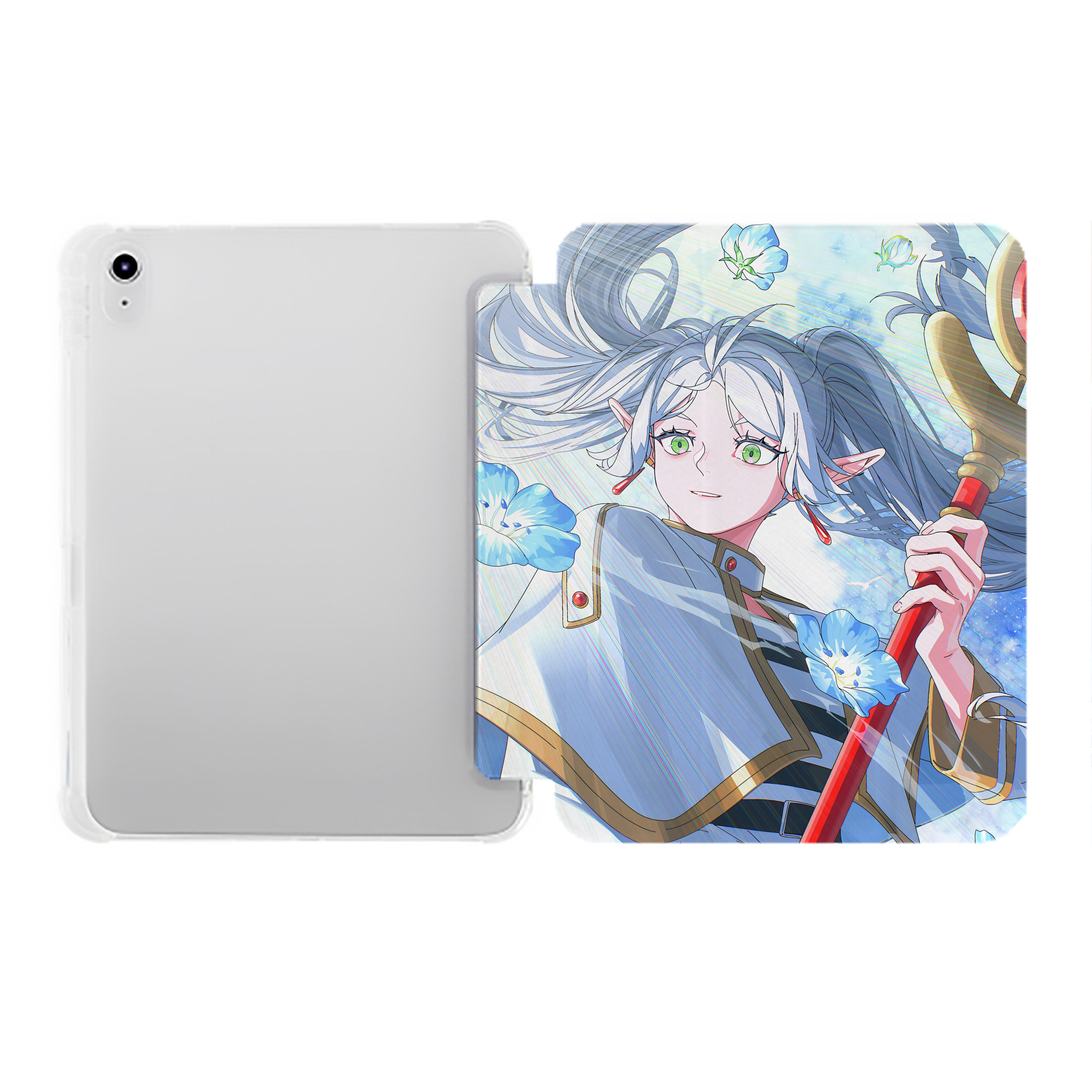 （画像用） 葬送のフリーレン Frieren IPad ケース ペン収納付き 三つ折りスタンド PUレザー×シリコン 対応機種9.5/10.5/10.9インチ